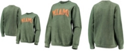 Pressbox Women's Green Miami Hurricanes Comfy Cord Vintage-Like Wash Basic Arch Pullover Sweatshirt